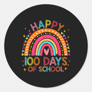 Happy 100th Day Of School 100 Days Rainbow Teacher Classic Round Sticker