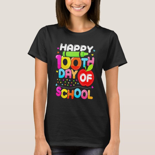 Happy 100th Day Of School 100 Days Smarter Cute Te T-Shirt (Front)