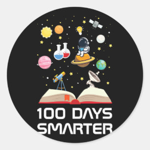 Happy 100th Day Of School 100 Days Smarter Space L Classic Round Sticker
