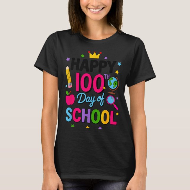 Happy 100th Day Of School 100 Days Smarter Teacher T-Shirt (Front)