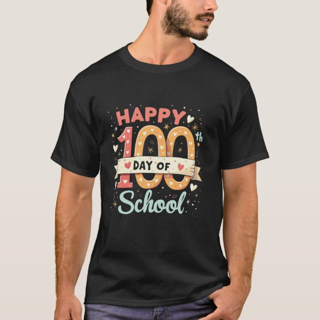 Happy 100th Day of School 100 Days Smarter Teacher T-Shirt (Front)