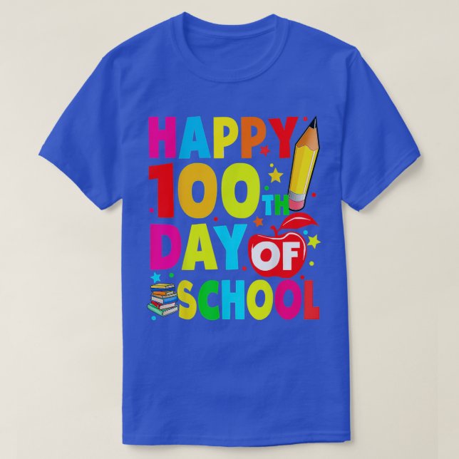 Happy 100th Day Of School 100 Days Teacher Kids Bo T-Shirt (Design Front)