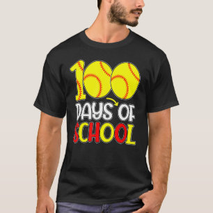 Happy 100th Day Of School 2023 Softball 100 Days O T-Shirt