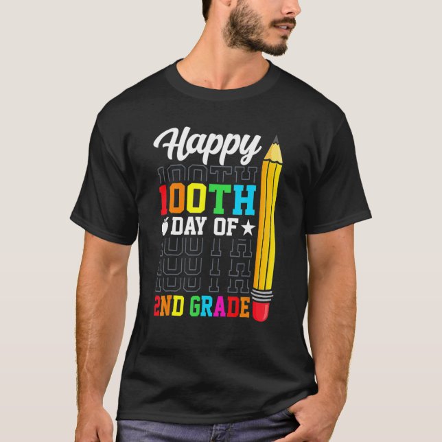 Happy 100th Day of School 2nd Grade Teachers Girl  T-Shirt (Front)