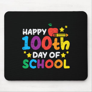 Happy 100th Day Of School Apple Pencil 100 Days Te Mouse Mat