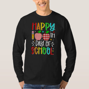 Happy 100th Day Of School Apple Teacher Red Buffal T-Shirt
