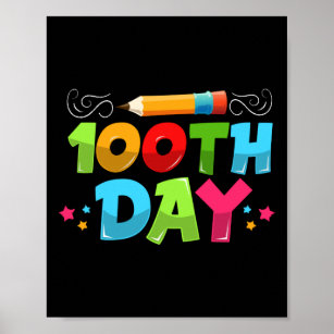 Happy 100th Day Of School Basketball Poster