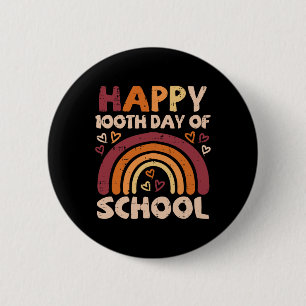 Happy 100th Day Of School Black Rainbow 100 Days T 6 Cm Round Badge