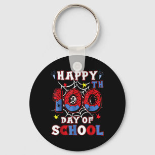 Happy 100th Day Of School Boys Girls Kids Spider 1 Key Ring
