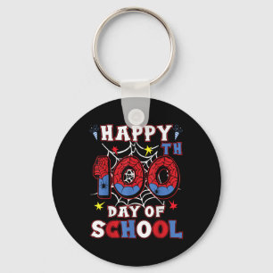 Happy 100th Day Of School Boys Girls Kids Spider 1 Key Ring