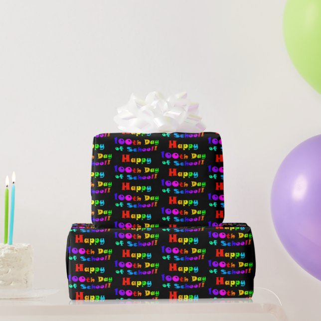 Happy 100th Day of School Bright and Colourful Wrapping Paper (Party Gifts)