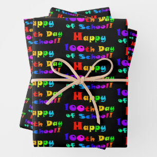 Happy 100th Day of School Bright and Colourful Wrapping Paper Sheet