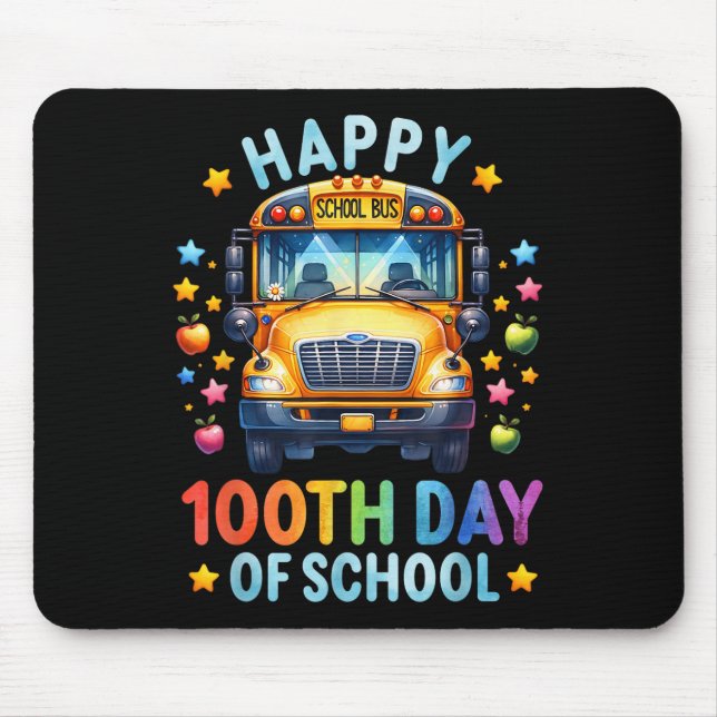 Happy 100th Day Of School Bus Driver 100 Days Of S Mouse Mat (Front)