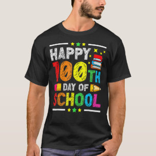 Happy 100th Day Of School Chalk Colours Kid's Penc T-Shirt