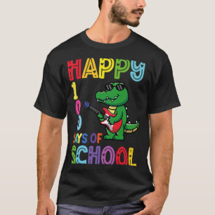 Happy 100th Day of School Cute Crocodile Playing G T-Shirt