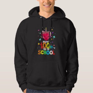 Happy 100th Day Of School Cute Heart Unicorn Teach Hoodie