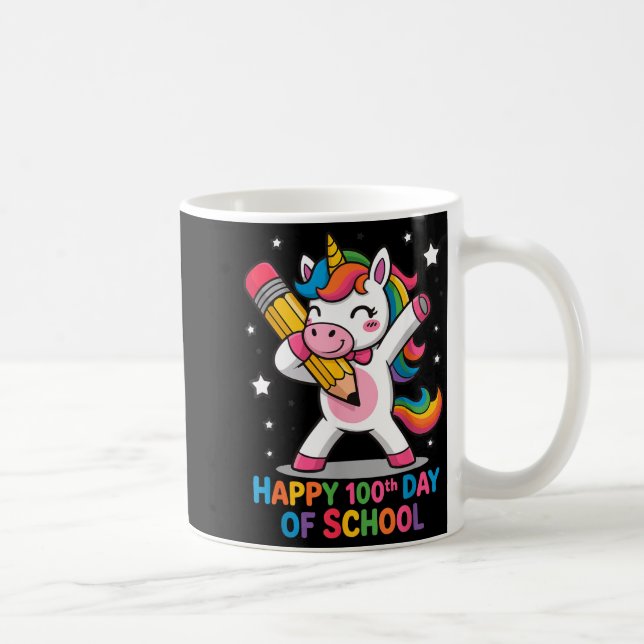 Happy 100th Day Of School Cute Rainbow Unicorn Wom Coffee Mug (Right)
