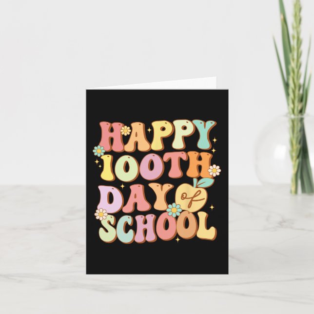 Happy 100th Day Of School Cute Students Kids Teach Card (Front)