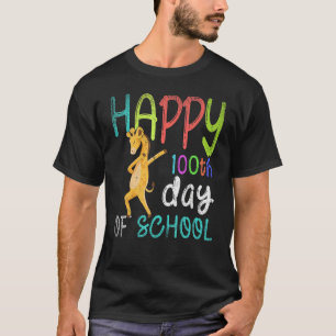 Happy 100th Day Of School Dabbing Giraffe 100 Days T-Shirt