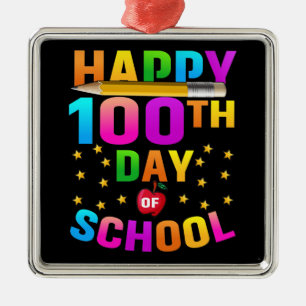Happy 100th Day of School For Teachers & Students Metal Tree Decoration