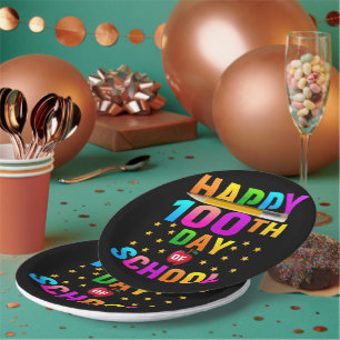Happy 100th Day of School For Teachers & Students Paper Plate