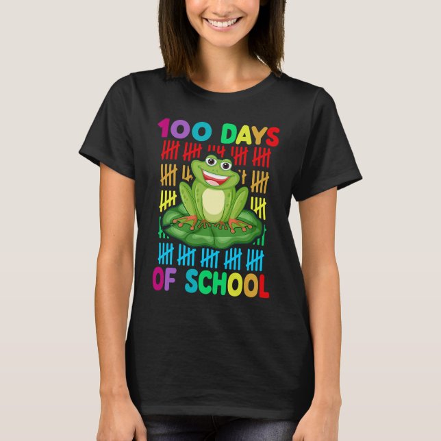 Happy 100th Day Of School Frog  Teacher Student Ki T-Shirt (Front)