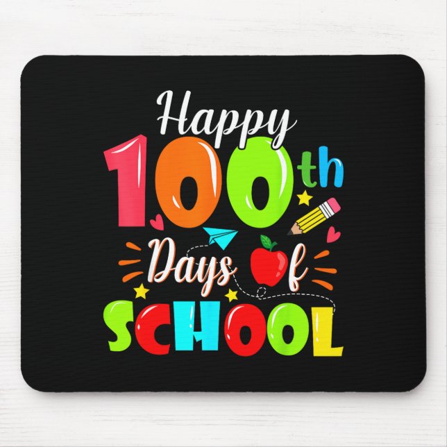 Happy 100th Day Of School Funny Teachers Sudents K Mouse Mat (Front)