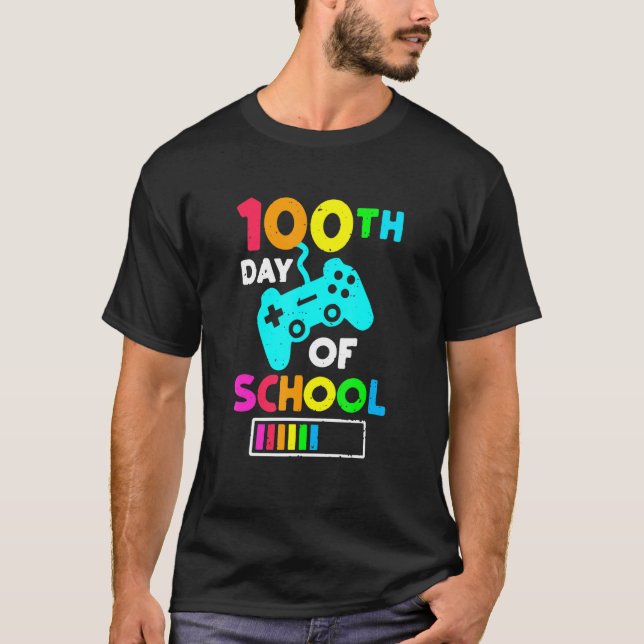 Happy 100th Day Of School Gamepad Of Gamer Back To T-Shirt (Front)