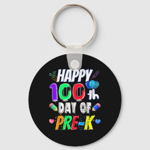 Happy 100th Day Of School Gift 100 Days Of Pre-k T Key Ring