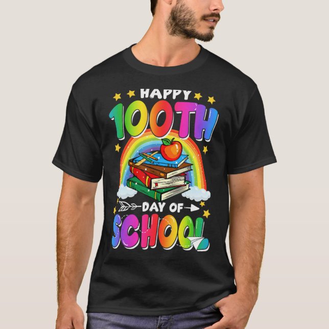Happy 100th Day Of School Groovy 100 Days Of Schoo T-Shirt (Front)