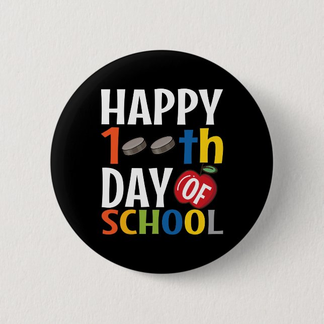 Happy 100th Day Of School  Hockey Teacher Student  6 Cm Round Badge (Front)
