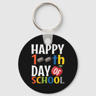 Happy 100th Day Of School  Hockey Teacher Student  Key Ring