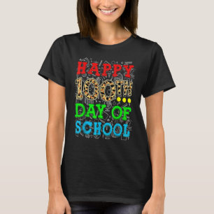 Happy 100th Day Of School Leopard Print Teacher St T-Shirt