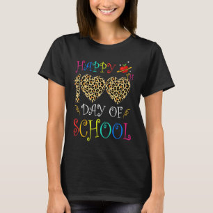 Happy 100th Day Of School Leopard Printed Heart Ki T-Shirt