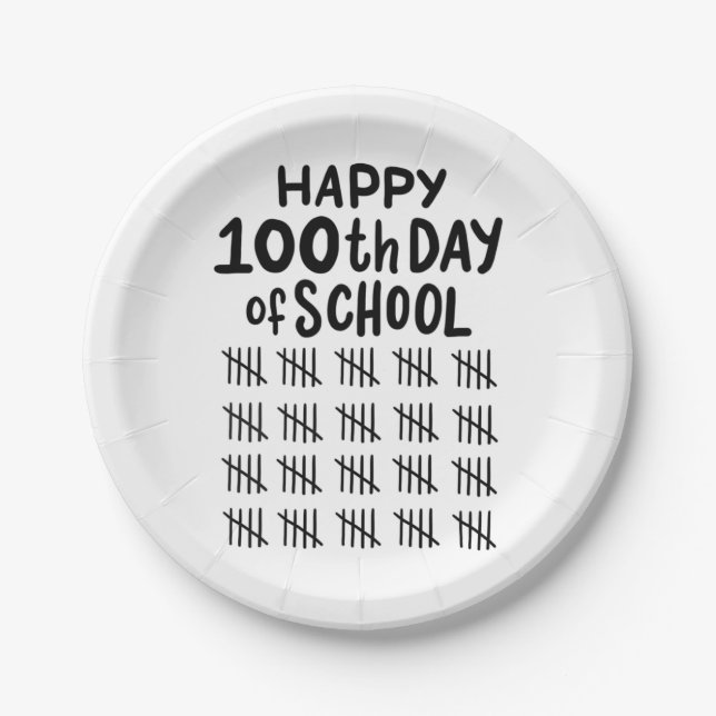 Happy 100th Day of School Paper Plate (Front)