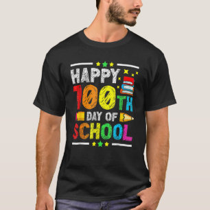 Happy 100th Day Of School Pencil Chalk Colors Kids T-Shirt