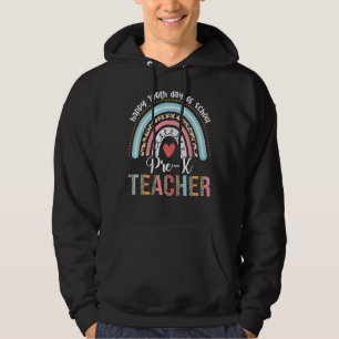 Happy 100th Day of School Pre-K Teacher Rainbow Le Hoodie