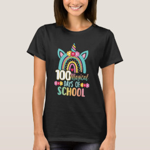 Happy 100th Day Of School Rainbow Unicorn 100 Magi T-Shirt