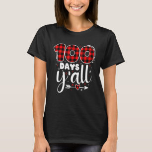 Happy 100th Day Of School Red Plaid 100 Days Y'all T-Shirt