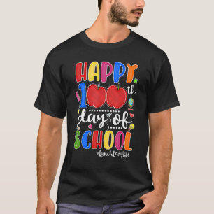Happy 100th Day Of School Red Plaid Apple Lunch La T-Shirt