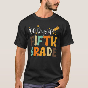 Happy 100th Day Of School Retro Groovy 100 Days Fi T-Shirt