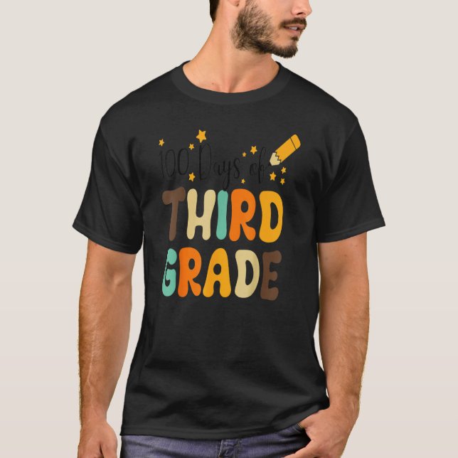 Happy 100th Day Of School Retro Groovy 100 Days Th T-Shirt (Front)