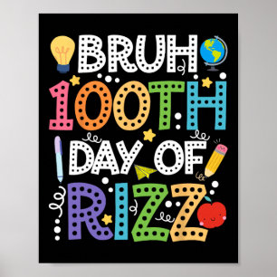 Happy 100th Day Of School Rizz Rizzler Kids Teache Poster
