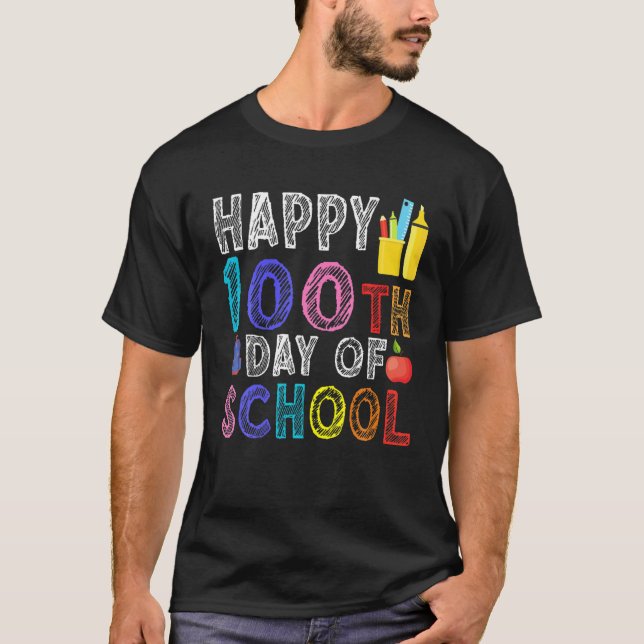 Happy 100Th Day Of School  School Days Teacher Gif T-Shirt (Front)