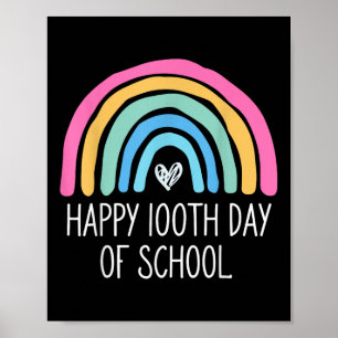 Happy 100th Day Of School Student 100 Days Rainbow Poster