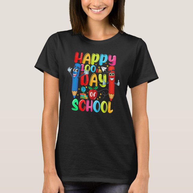 Happy 100th Day Of School Student Teacher Women Ki T-Shirt (Front)