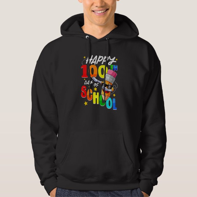 Happy 100th Day of School Teacher Dabbing 100 Days Hoodie (Front)