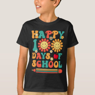 Happy 100th Day Of School Teacher Groovy - 100 Day T-Shirt