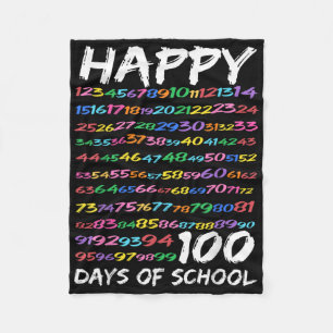 Happy 100th Day Of School Teacher Kids 100 Days Ma Fleece Blanket
