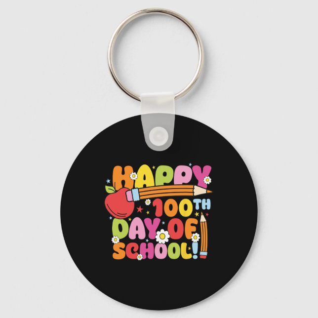 Happy 100th Day Of School Teacher Kids 100 Days Of Key Ring (Front)